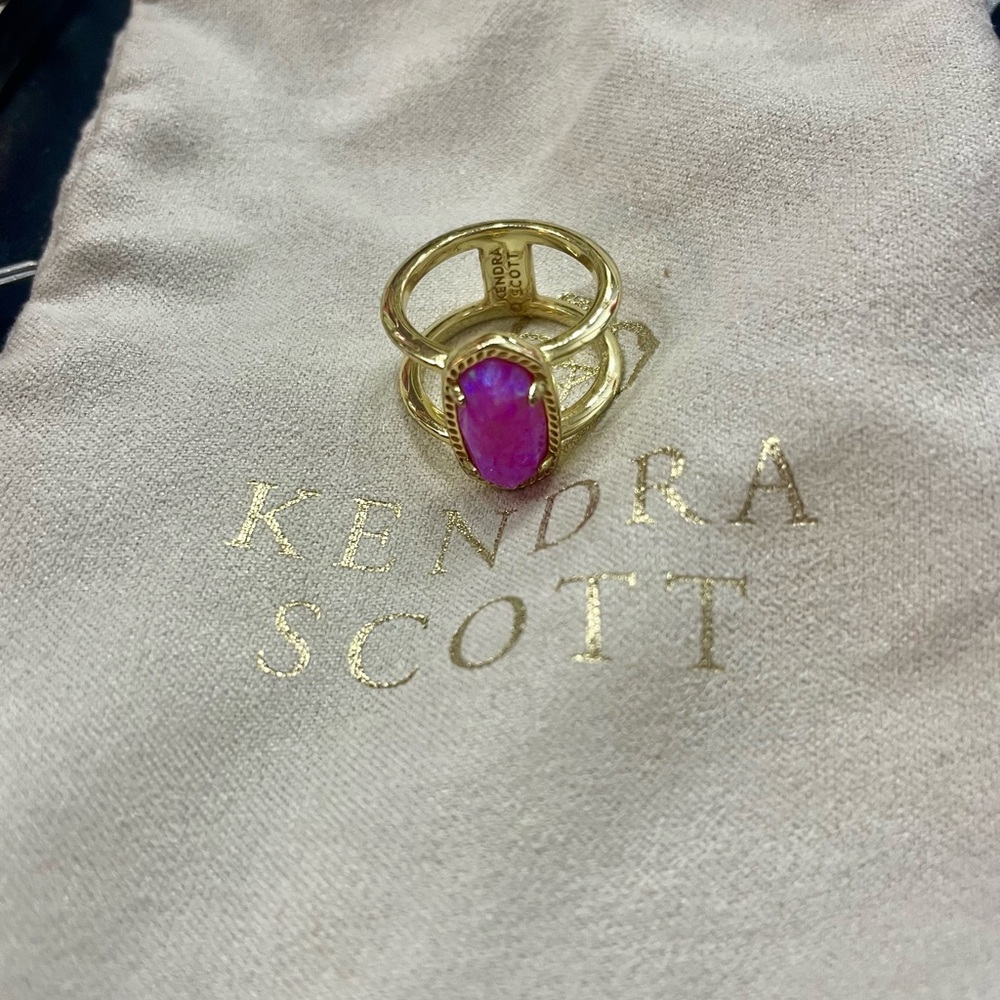 Kendra Scott Gold Ring with Fuchsia Stone
